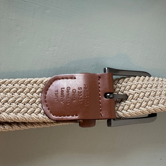 Penguin Men Braided Belt Genuine Brown Leather S 32 Elastic (BL005) - Picture 4 of 4